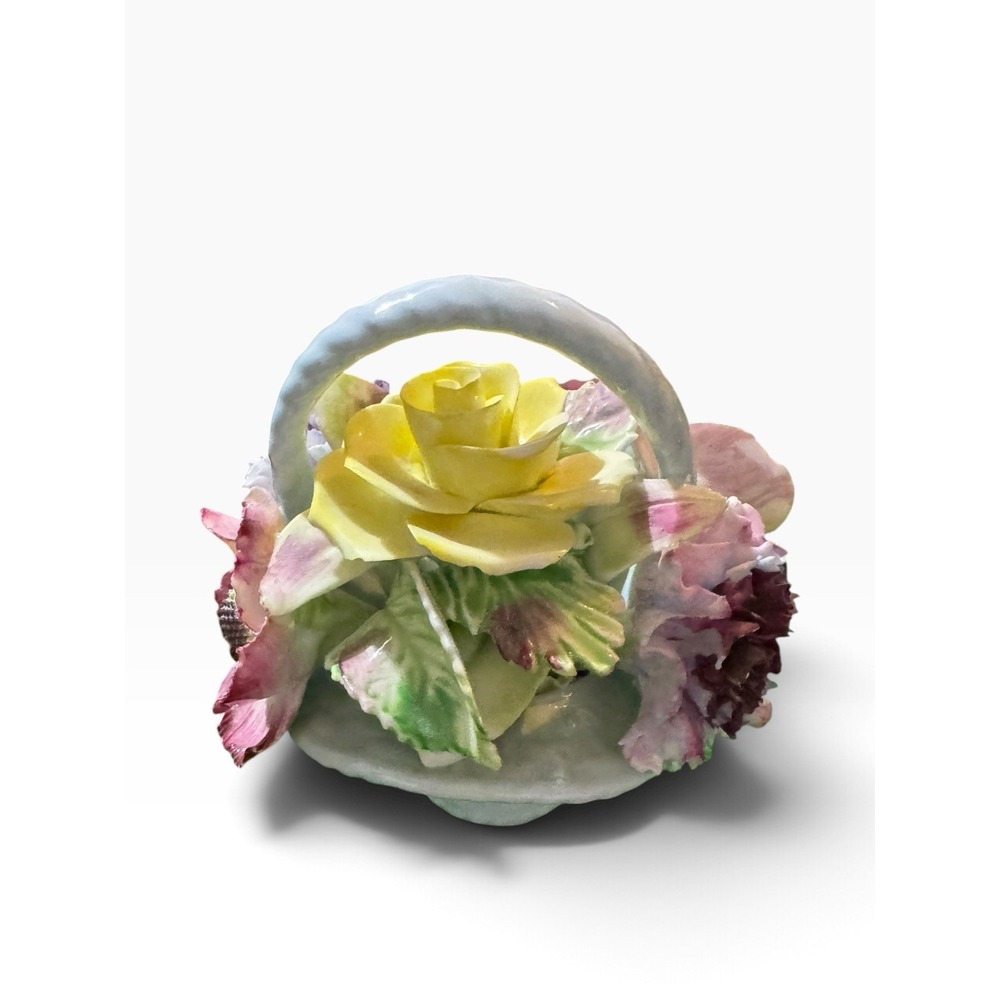 Vintage Basket of Flowers Denton Fine Bone China England Rose Carnation - Picture 5 of 8